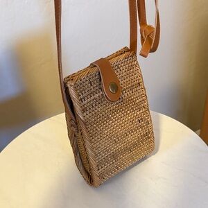Brown Woven Crossbody Bag
